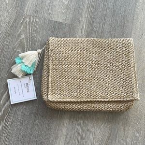 Philosophy straw clutch